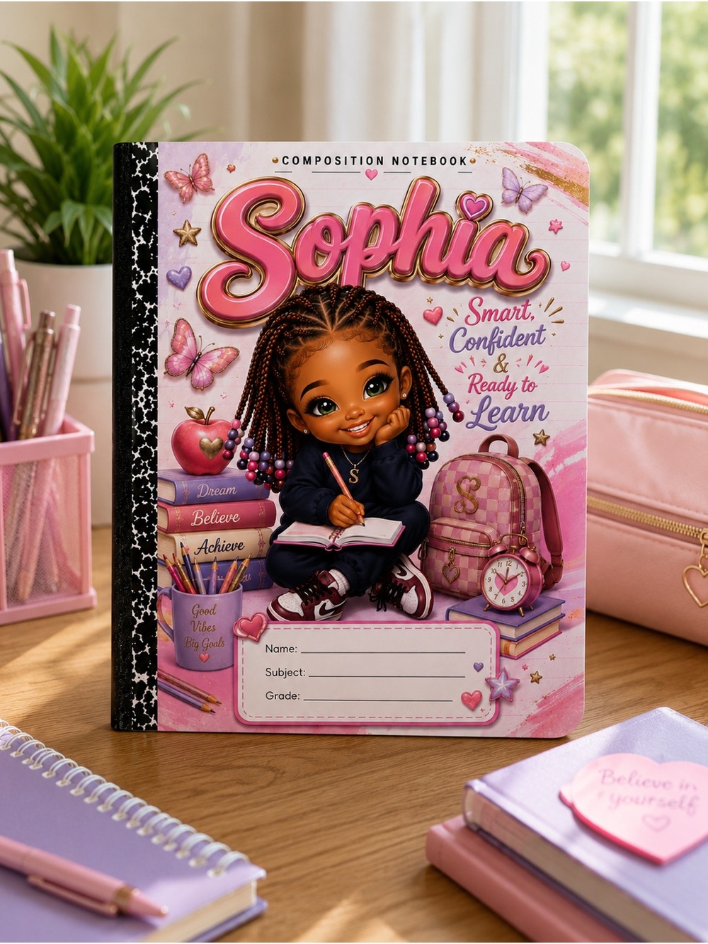 Personalized Black Girl Composition Notebook